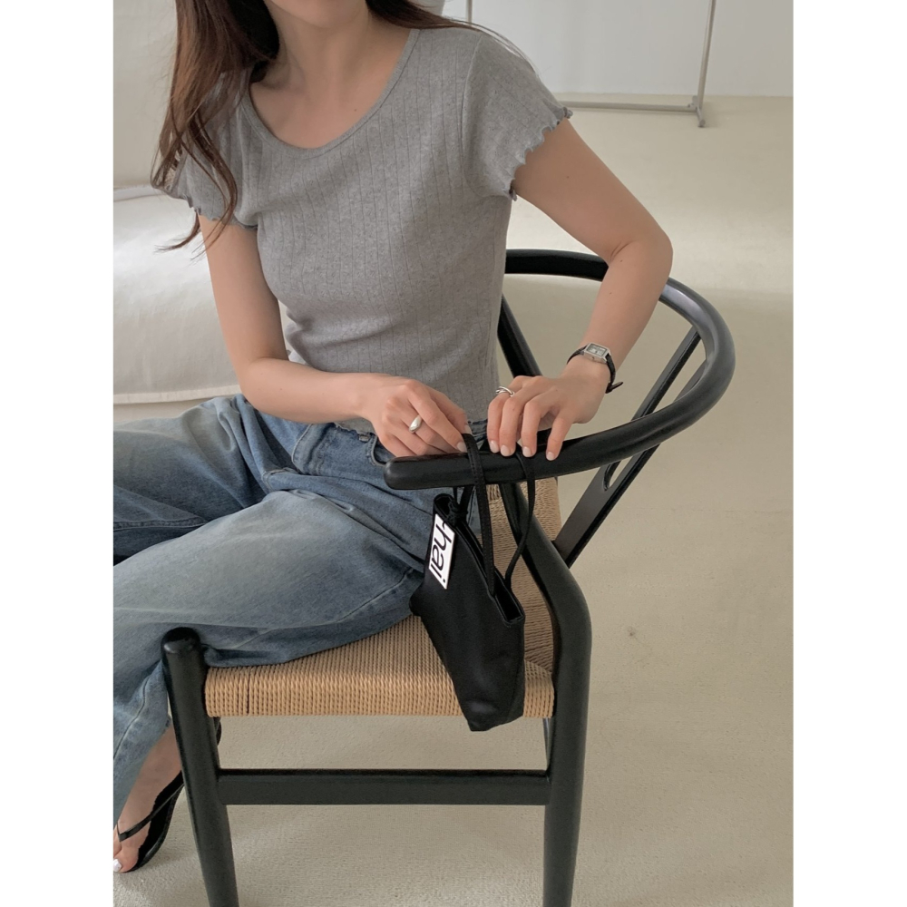 VENUSY｜正韓🇰🇷 - 𝟷𝟶𝟶%棉☀ 韓國女裝｜純棉木耳袖鏤空短袖T恤 韓國T恤-細節圖10