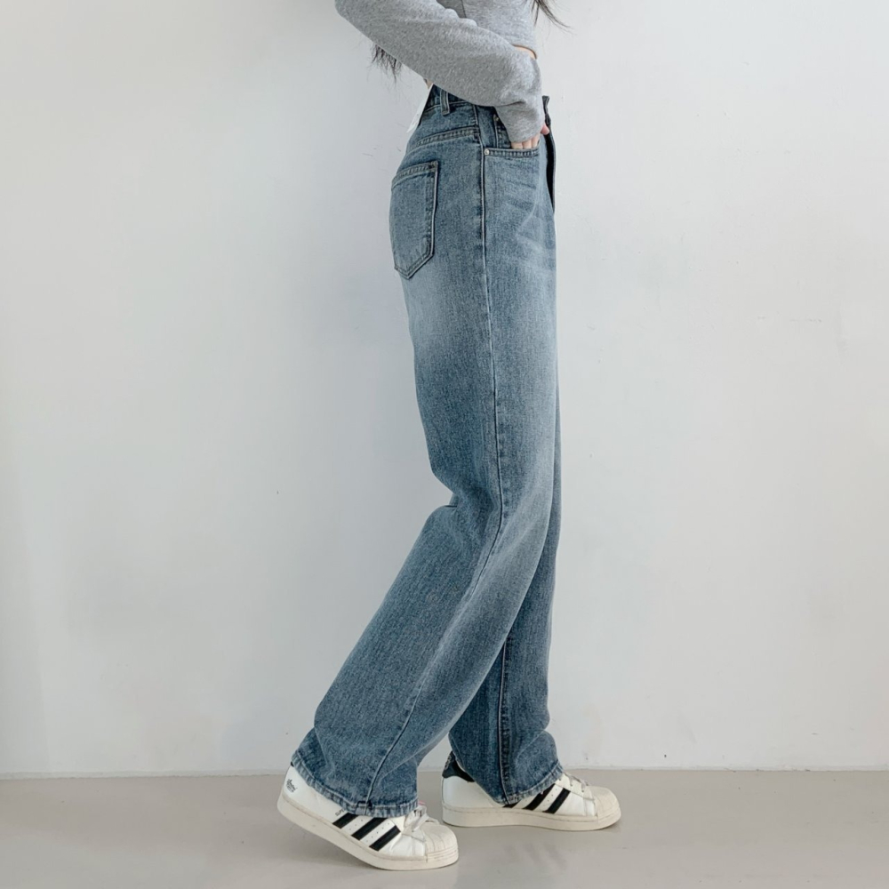 VENUSY｜正韓🇰🇷 - 𝟷𝟶𝟶%棉☀ 韓國女裝｜純棉復古直筒牛仔褲 韓國牛仔褲-細節圖6