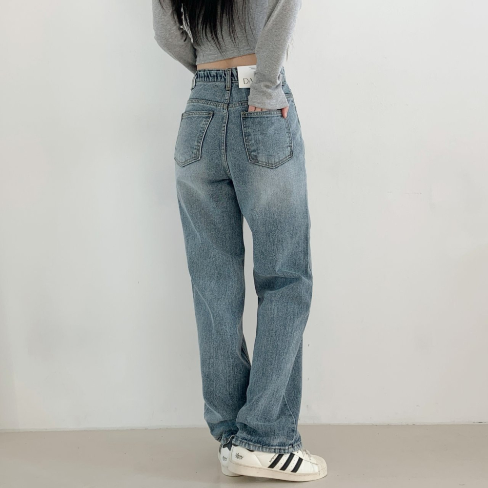 VENUSY｜正韓🇰🇷 - 𝟷𝟶𝟶%棉☀ 韓國女裝｜純棉復古直筒牛仔褲 韓國牛仔褲-細節圖7