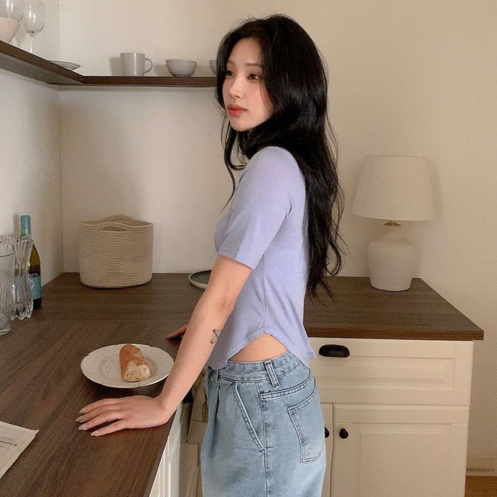VENUSY｜正韓🇰🇷 - 𝟱色☻ 韓國女裝｜圓擺短版T恤 韓國T恤-細節圖4