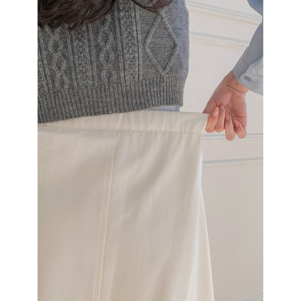 VENUSY｜正韓🇰🇷 - 韓國女裝｜純棉前開衩A字長裙-細節圖10