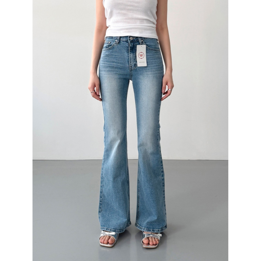 VENUSY｜正韓🇰🇷 - 韓國女裝｜棉質彈性修身喇叭牛仔褲 韓國牛仔褲-細節圖7