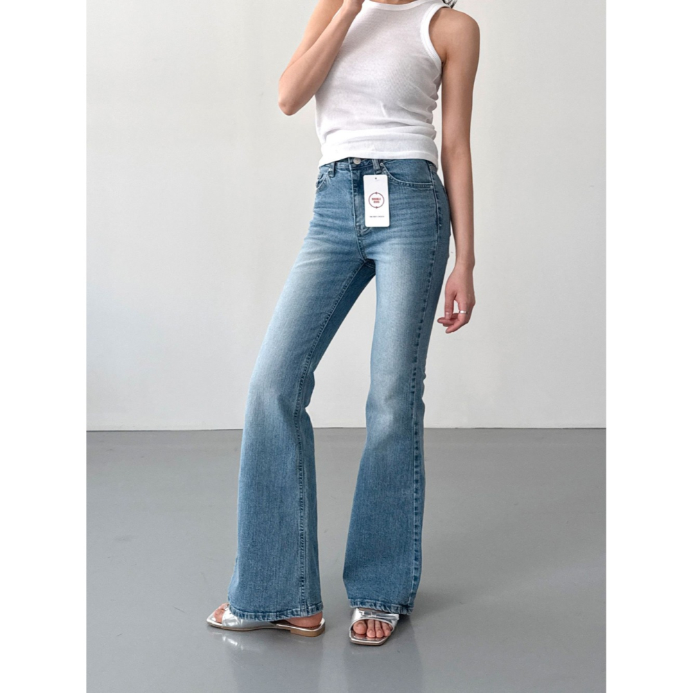 VENUSY｜正韓🇰🇷 - 韓國女裝｜棉質彈性修身喇叭牛仔褲 韓國牛仔褲-細節圖8