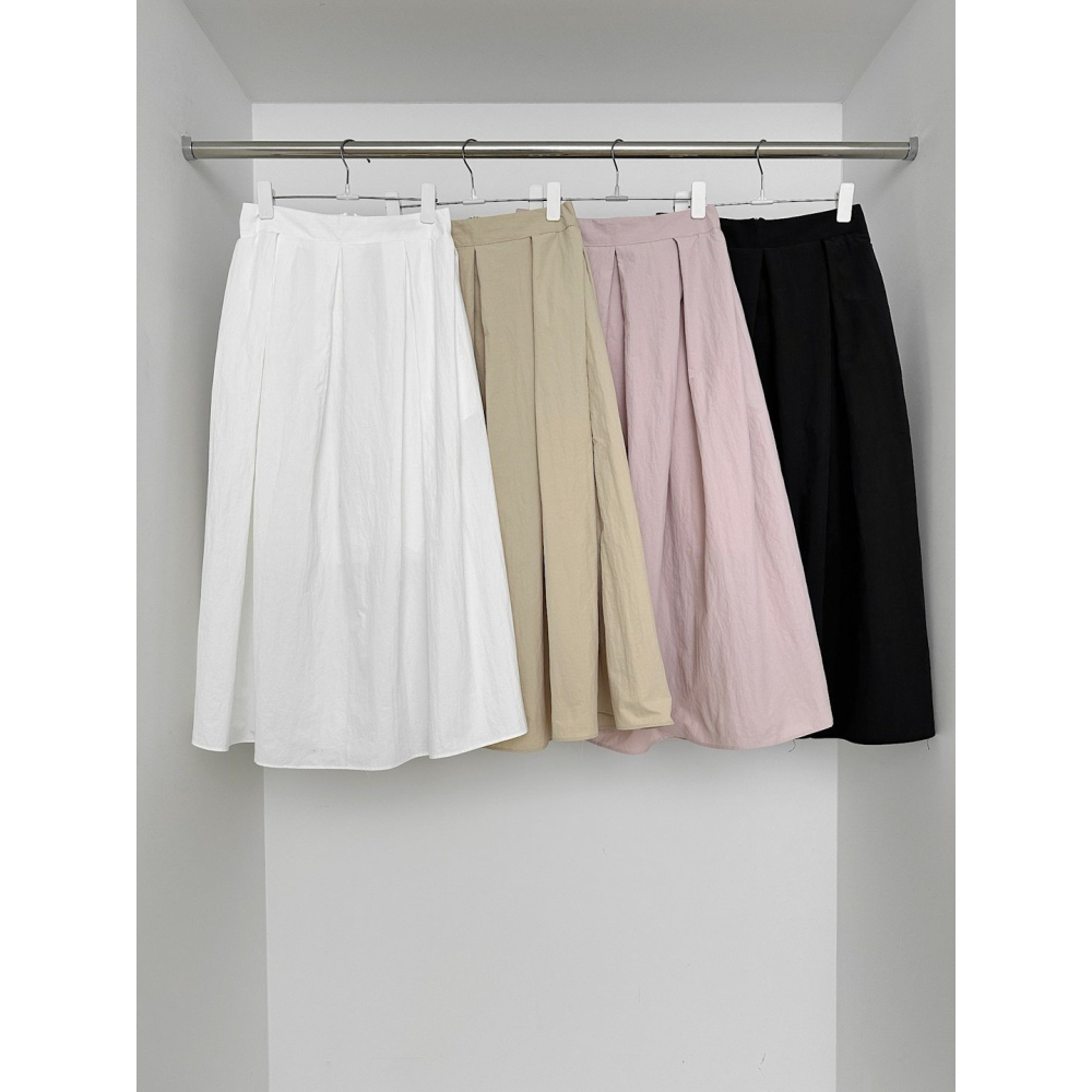 [現貨+預購] VENUSY｜正韓🇰🇷 - 赫本風♘ 韓國女裝｜褶皺尼龍口袋長裙-細節圖10