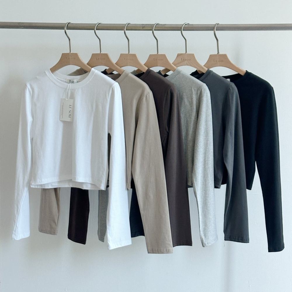 [現貨+預購] VENUSY｜正韓🇰🇷 - 優質𝟗𝟓%棉❆ 韓國女裝｜棉質短版長袖T恤 韓國T恤-細節圖9