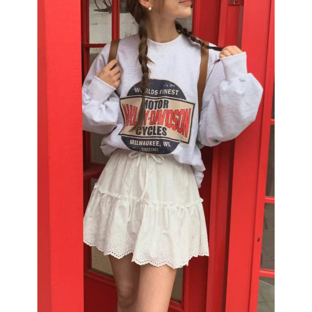 VENUSY｜正韓🇰🇷 - 小清新感❀ 韓國女裝｜純棉蕾絲鏤空褶皺短裙-細節圖6