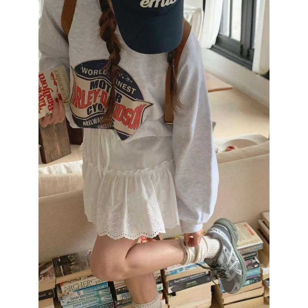 VENUSY｜正韓🇰🇷 - 小清新感❀ 韓國女裝｜純棉蕾絲鏤空褶皺短裙-細節圖8