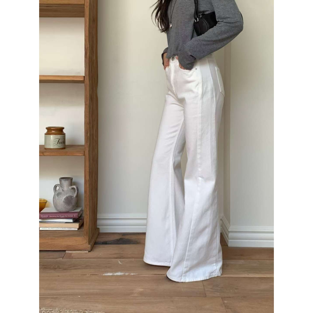 ᴠᴇɴᴜsʏ｜正韓🇰🇷 - 純棉舒適親膚☀ 韓國女裝｜高腰純棉寬鬆喇叭牛仔褲 韓國牛仔褲-細節圖2