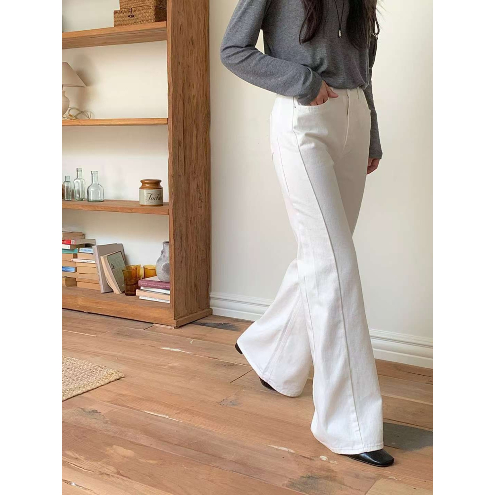 ᴠᴇɴᴜsʏ｜正韓🇰🇷 - 純棉舒適親膚☀ 韓國女裝｜高腰純棉寬鬆喇叭牛仔褲 韓國牛仔褲-細節圖6