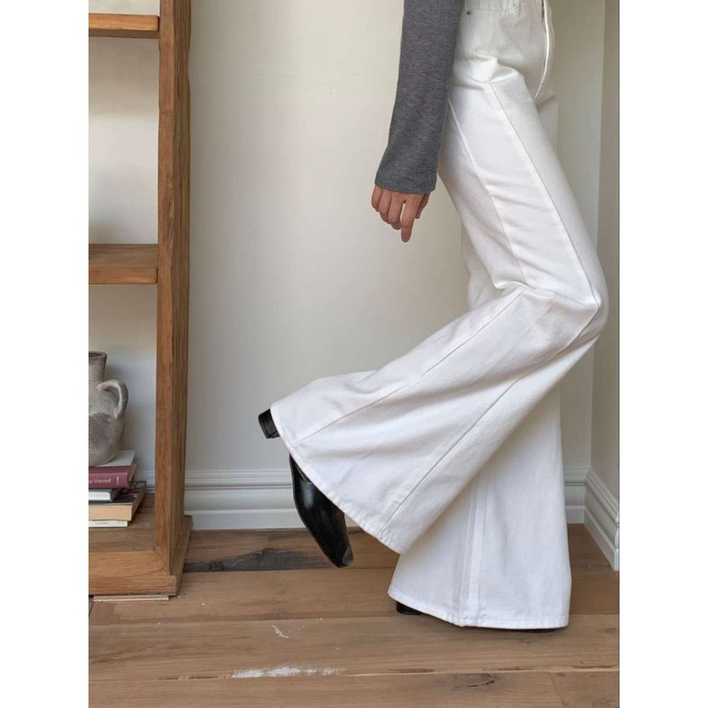 ᴠᴇɴᴜsʏ｜正韓🇰🇷 - 純棉舒適親膚☀ 韓國女裝｜高腰純棉寬鬆喇叭牛仔褲 韓國牛仔褲-細節圖7