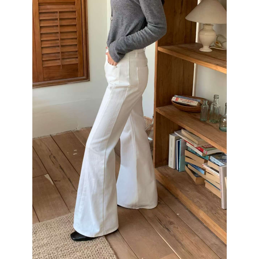 ᴠᴇɴᴜsʏ｜正韓🇰🇷 - 純棉舒適親膚☀ 韓國女裝｜高腰純棉寬鬆喇叭牛仔褲 韓國牛仔褲-細節圖8