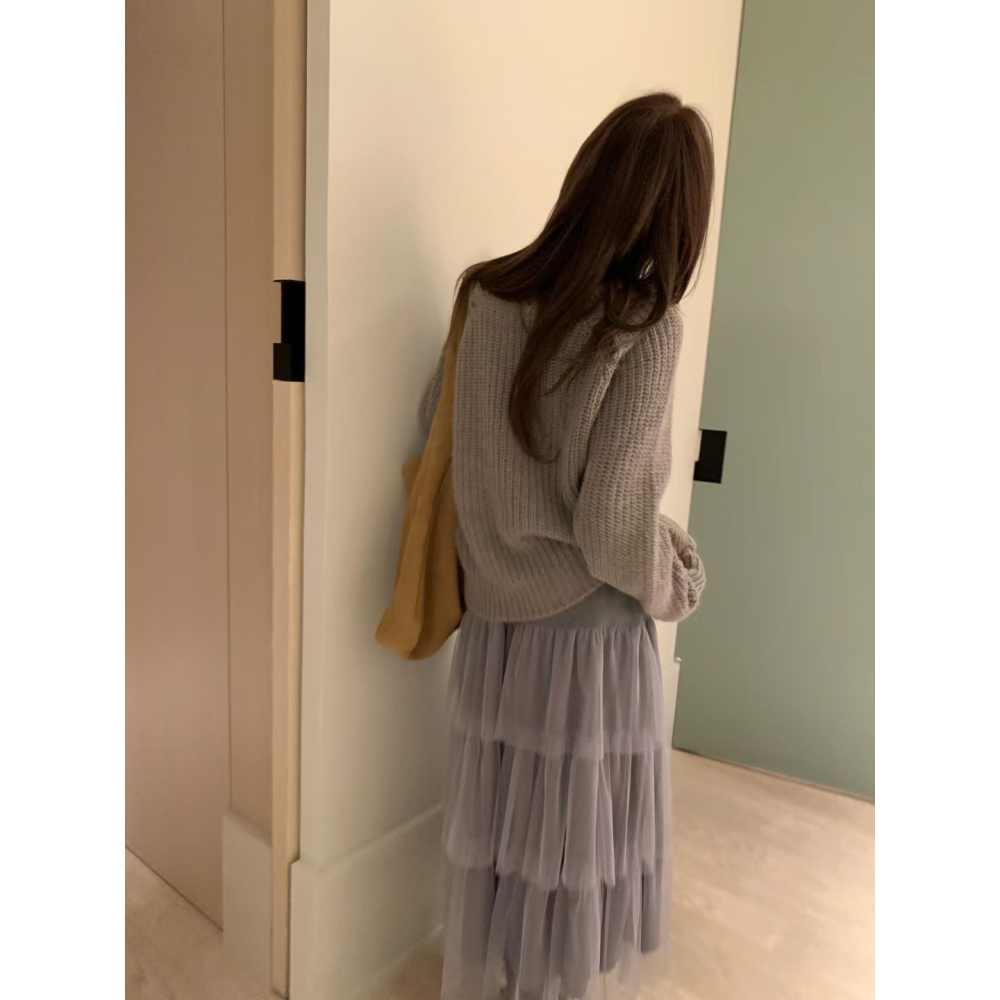 ᴠᴇɴᴜsʏ｜正韓🇰🇷 - poster ♡ 韓國熱門設計師｜Kelly馬海毛針織衫 多層次褶邊紗裙-細節圖6