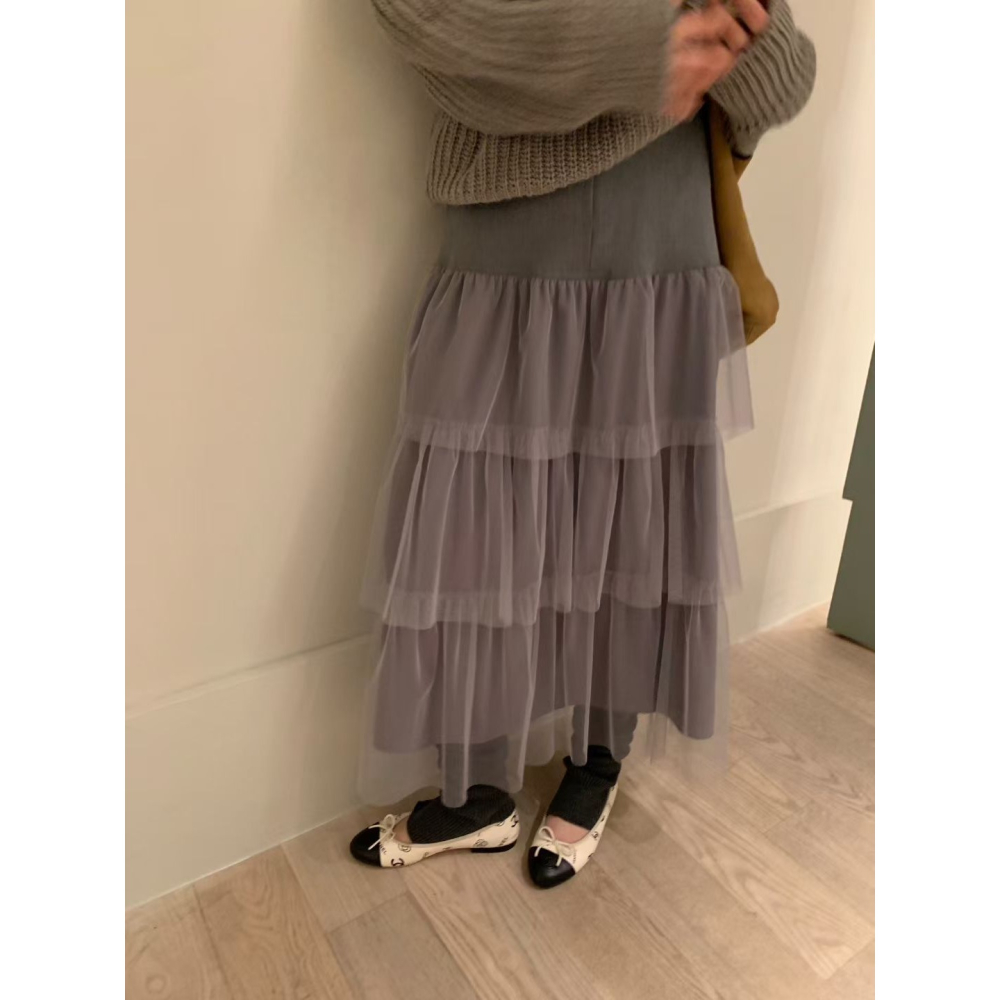 ᴠᴇɴᴜsʏ｜正韓🇰🇷 - poster ♡ 韓國熱門設計師｜Kelly馬海毛針織衫 多層次褶邊紗裙-細節圖8