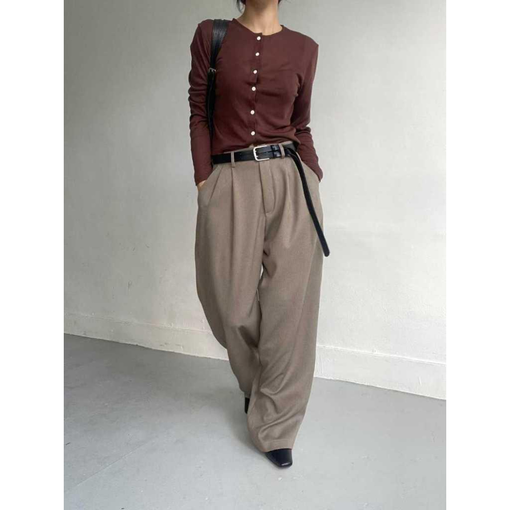 【垂墜感極佳】VENUSY｜正韓🇰🇷 - 韓國女裝｜褶皺寬鬆長款西褲-細節圖2