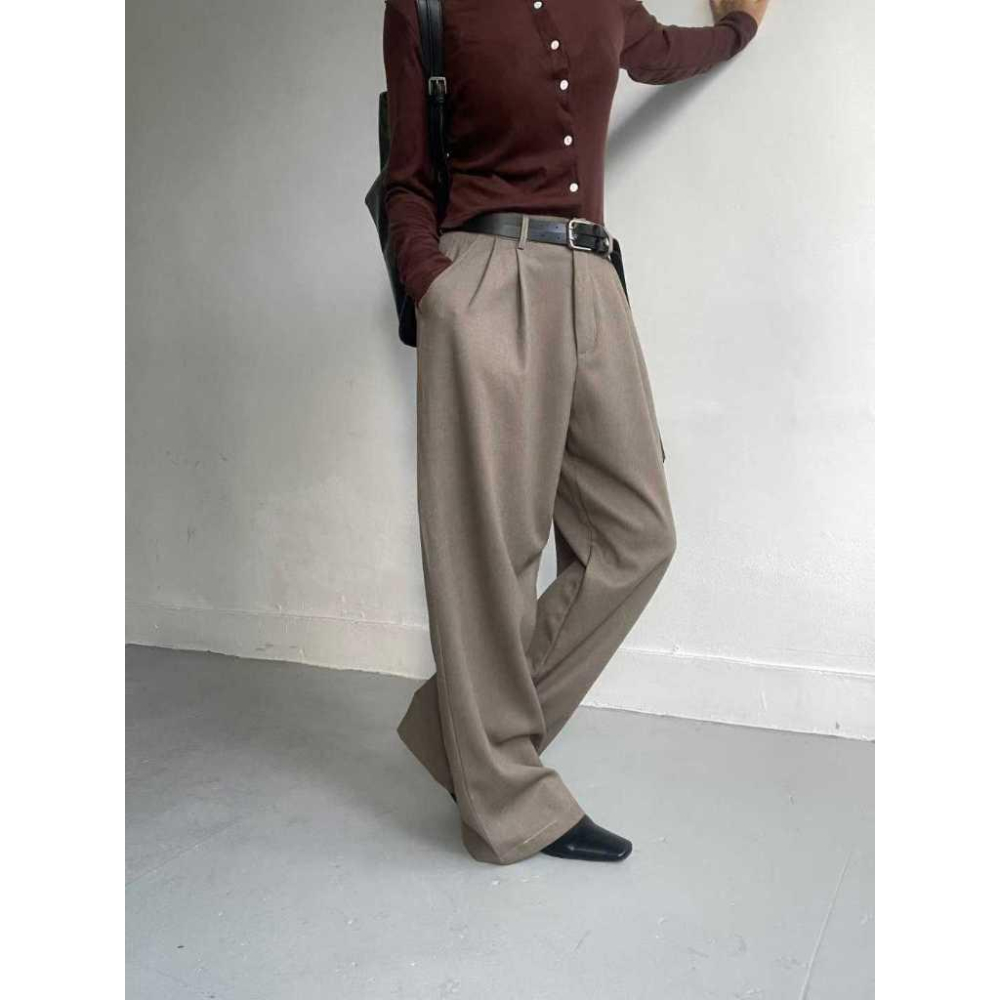 【垂墜感極佳】VENUSY｜正韓🇰🇷 - 韓國女裝｜褶皺寬鬆長款西褲-細節圖3