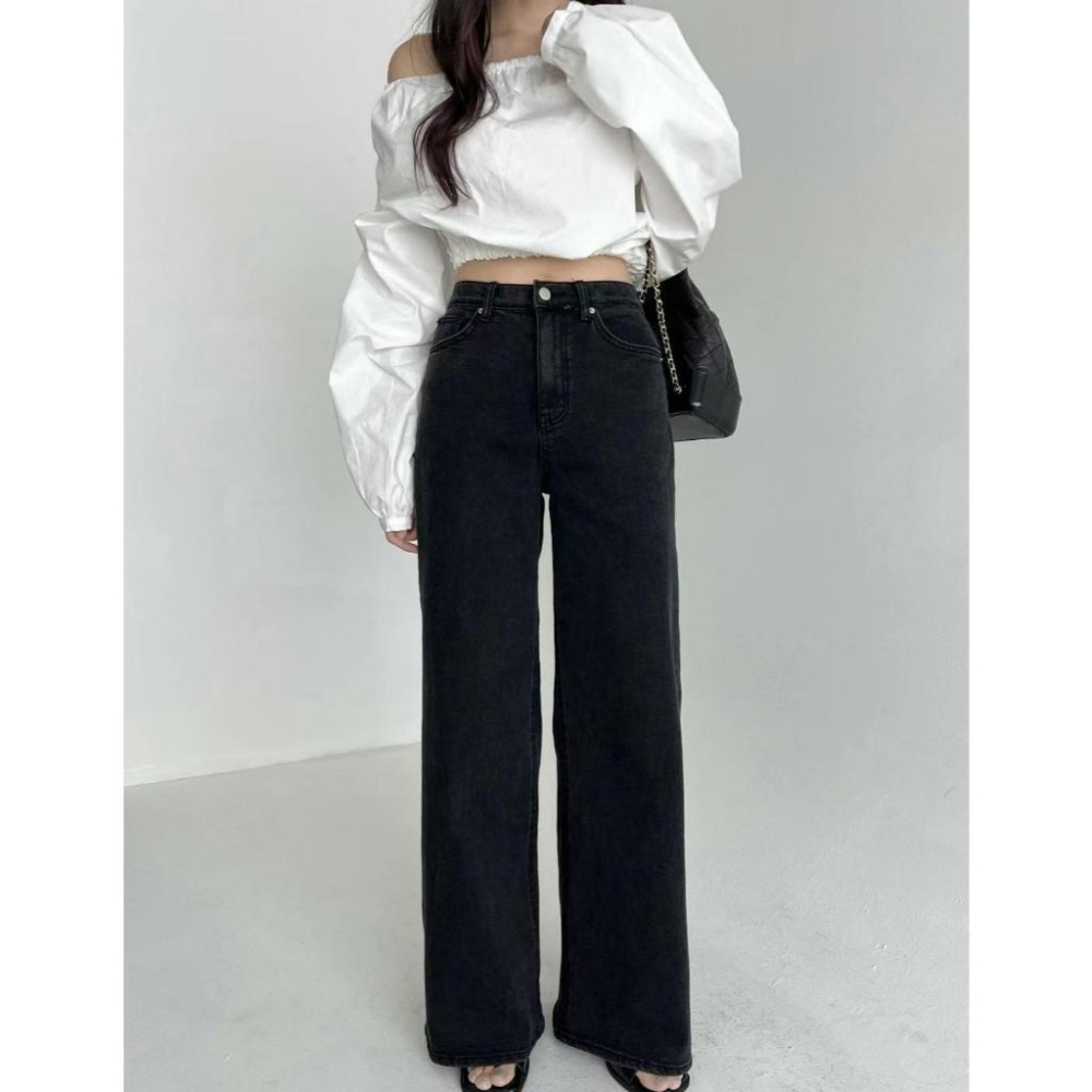 【爆紅回歸】VENUSY｜正韓🇰🇷 - 韓國女裝｜黑色隱藏束帶高腰彈力牛仔褲 韓國牛仔褲-細節圖6