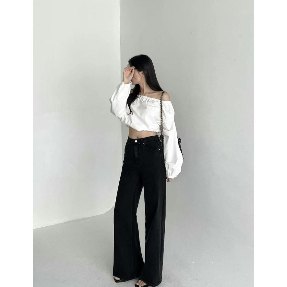 【爆紅回歸】VENUSY｜正韓🇰🇷 - 韓國女裝｜黑色隱藏束帶高腰彈力牛仔褲 韓國牛仔褲-細節圖7