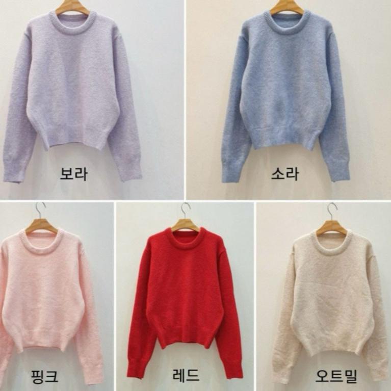 【溫柔紫】冬日必備✔ VENUSY｜正韓🇰🇷 - 韓國女裝｜波波羊毛圓領長袖針織衫-細節圖8