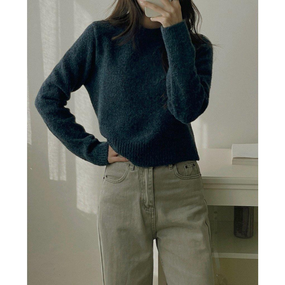 【溫暖質感羊毛】VENUSY｜正韓🇰🇷 - 韓國女裝｜羊毛中領短版毛衣-細節圖3