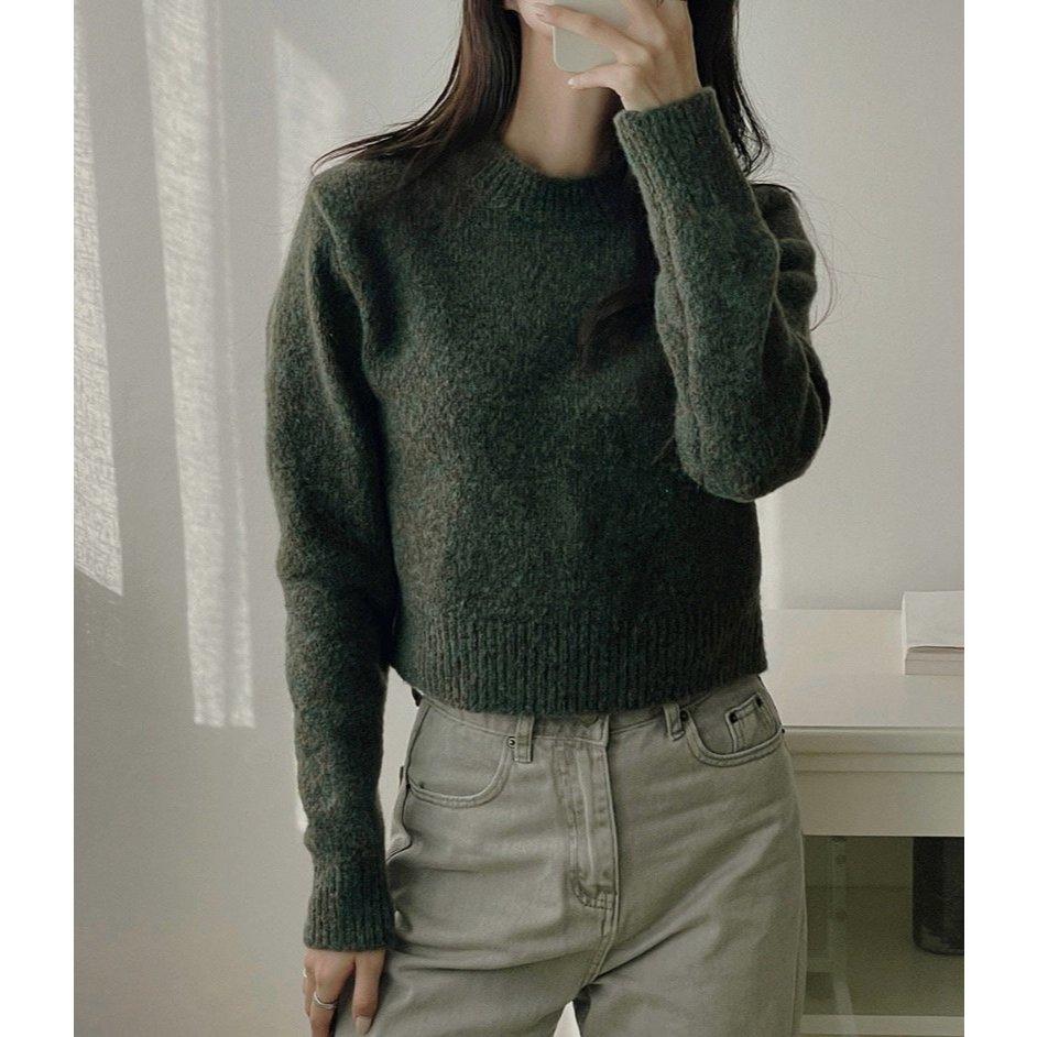 【溫暖質感羊毛】VENUSY｜正韓🇰🇷 - 韓國女裝｜羊毛中領短版毛衣-細節圖5