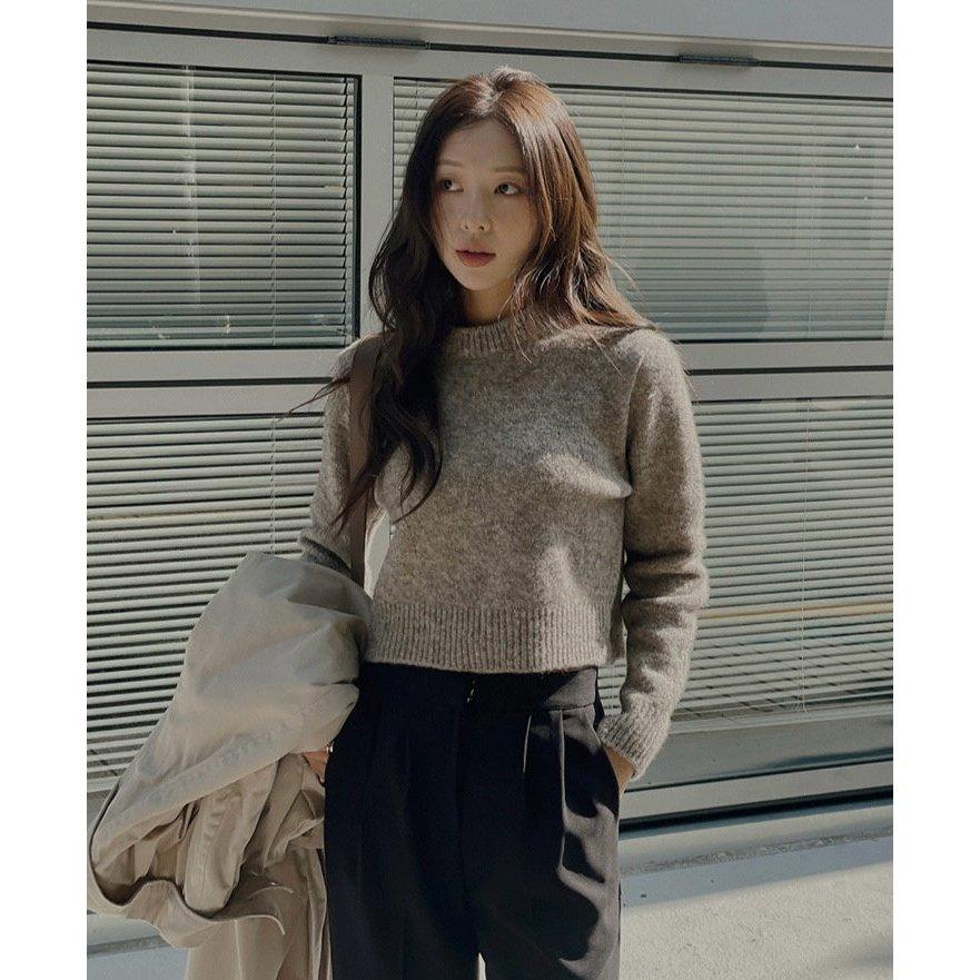 【溫暖質感羊毛】VENUSY｜正韓🇰🇷 - 韓國女裝｜羊毛中領短版毛衣-細節圖6