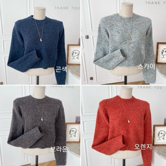 【溫暖質感羊毛】VENUSY｜正韓🇰🇷 - 韓國女裝｜羊毛中領短版毛衣-細節圖8