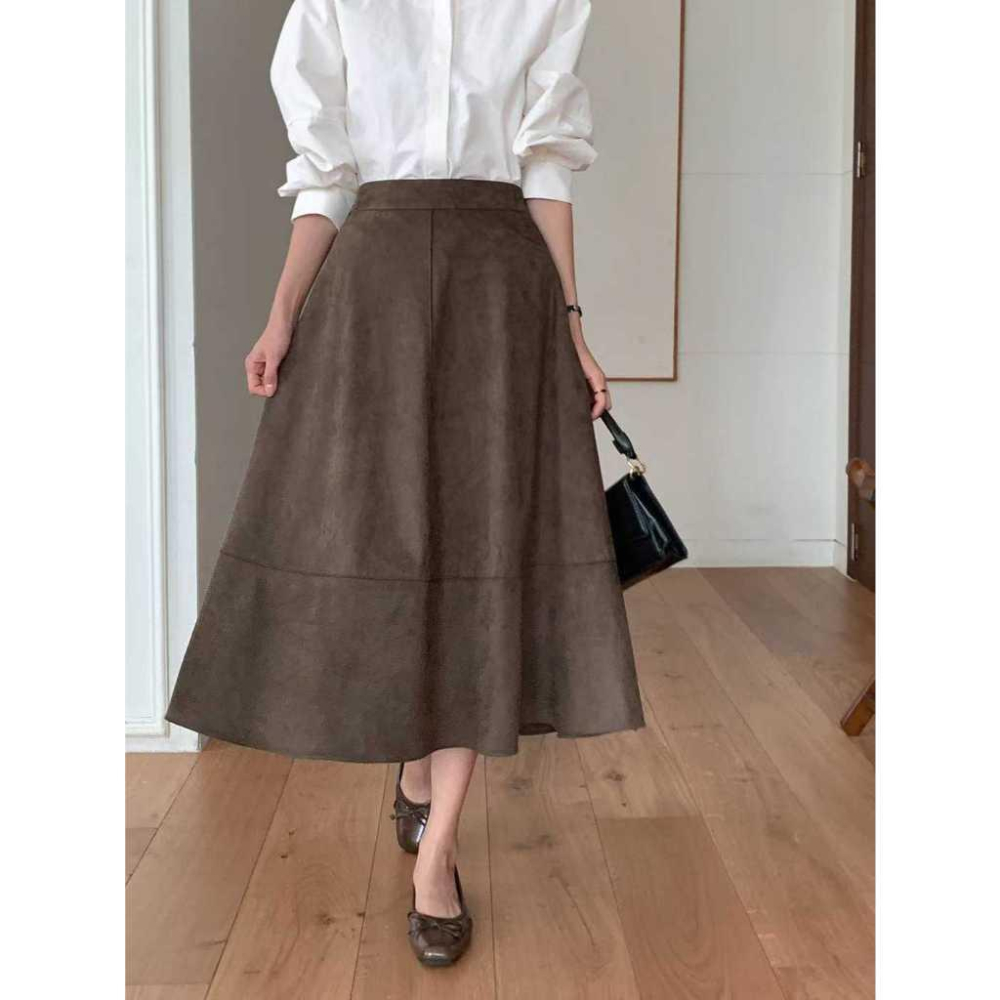 【高質感】VENUSY｜正韓🇰🇷 - 韓國女裝｜波紋絨面高腰彈力長裙-細節圖4