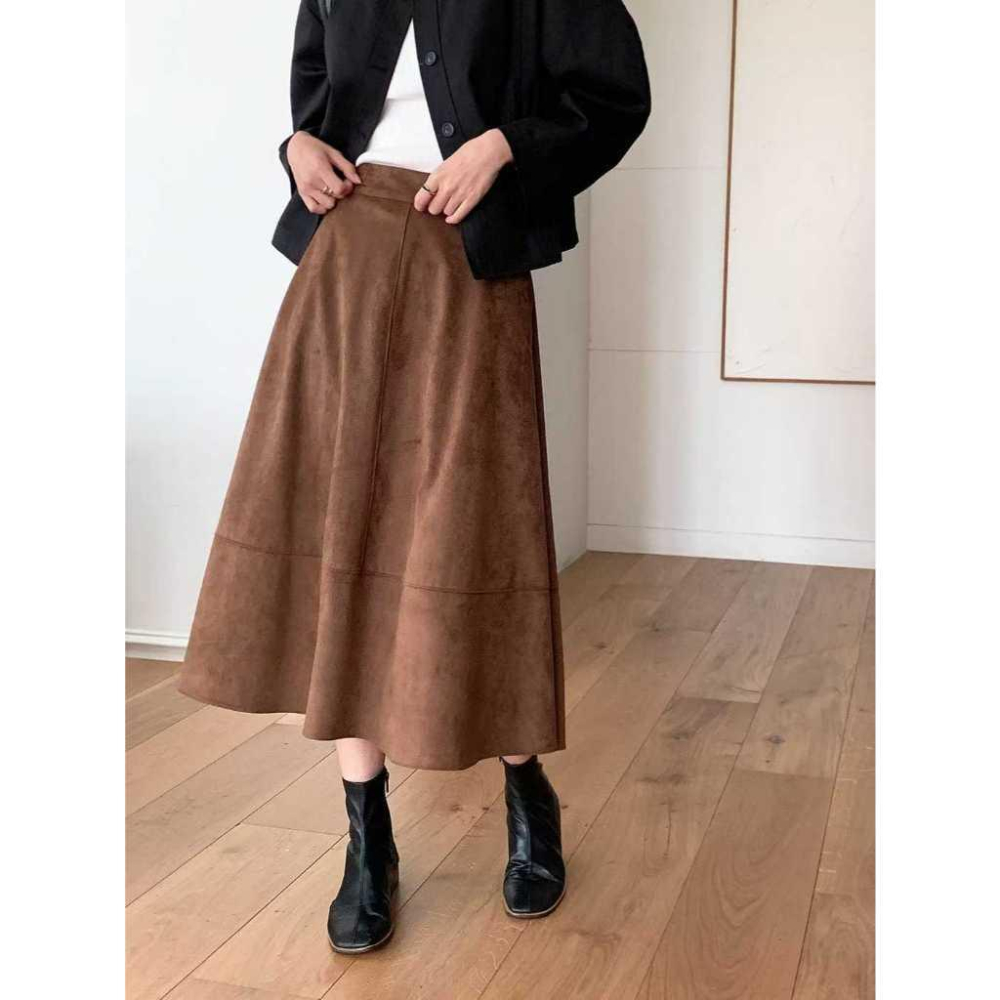 【高質感】VENUSY｜正韓🇰🇷 - 韓國女裝｜波紋絨面高腰彈力長裙-細節圖6