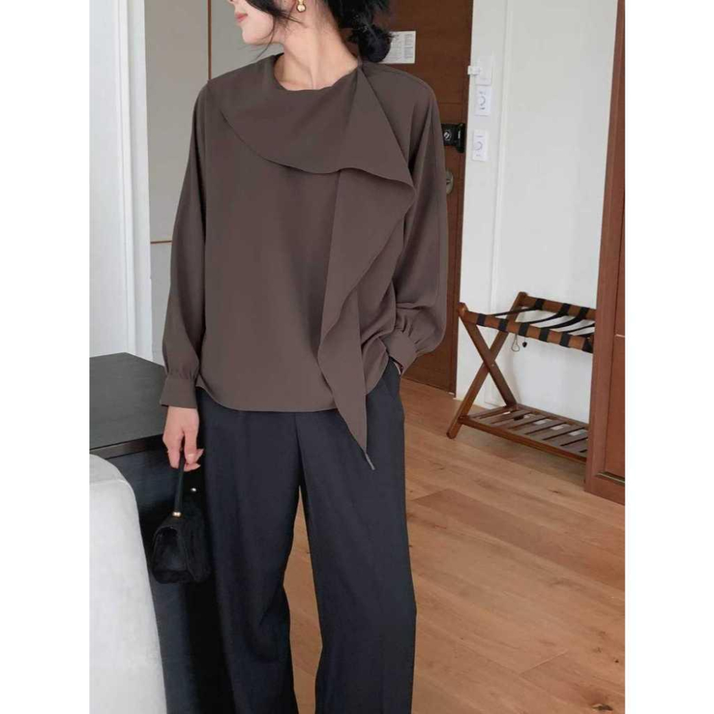 [2025 秋季新潮流] VENUSY｜正韓🇰🇷 - 韓國女裝｜絲巾綁帶襯衫 韓國襯衫-細節圖4