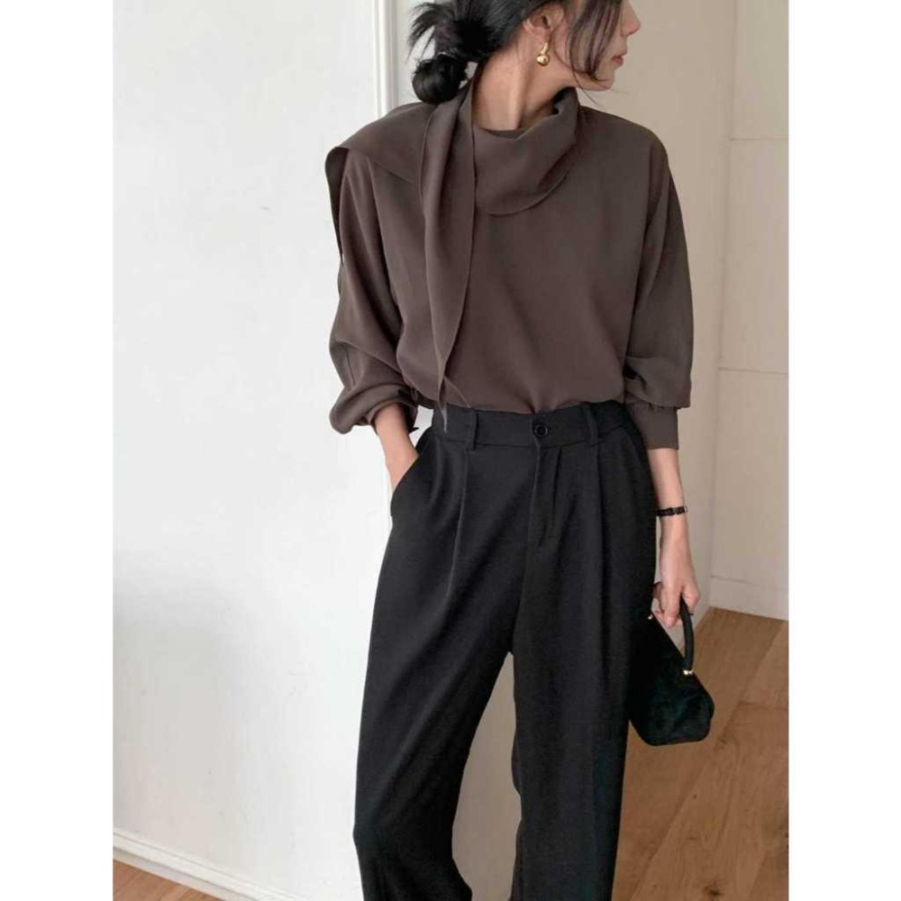 [新潮流] VENUSY｜正韓🇰🇷 - 韓國女裝｜絲巾綁帶襯衫 韓國襯衫-細節圖2