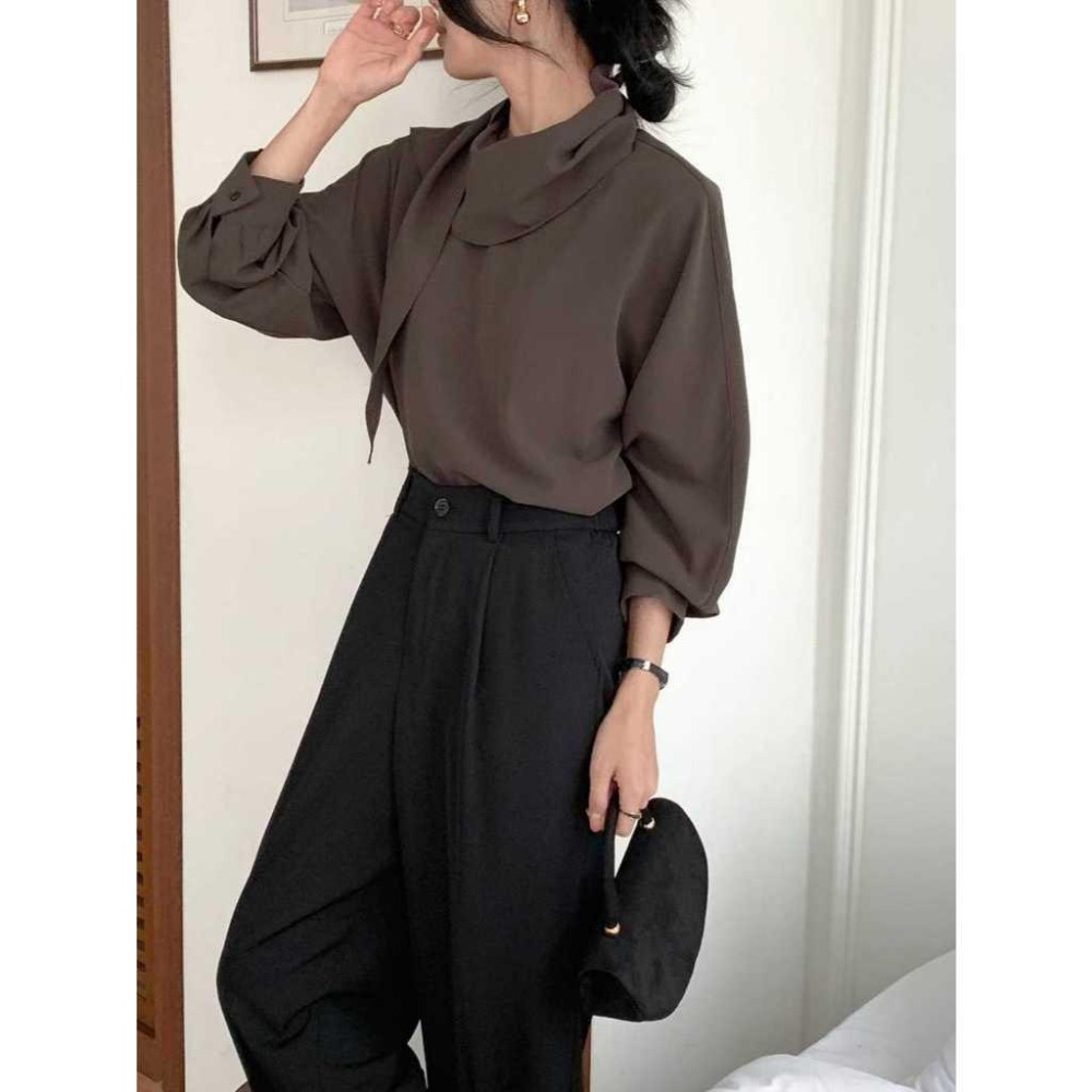 [新潮流] VENUSY｜正韓🇰🇷 - 韓國女裝｜絲巾綁帶襯衫 韓國襯衫-細節圖8