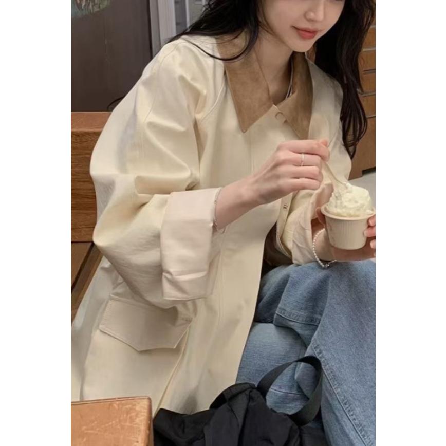 【高質感】ᴠɴ｜正韓🇰🇷 - 韓國女裝｜撞色皮領工裝夾克-細節圖6