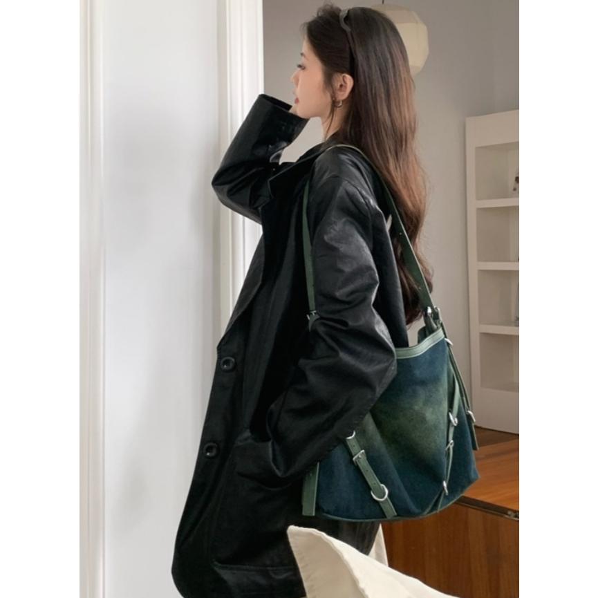 【高質感】ᴠɴ｜正韓🇰🇷 - 韓國女裝｜翻領皮質大口袋夾克-細節圖4