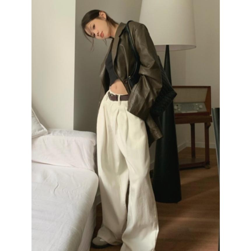 【高質感】ᴠɴ｜正韓🇰🇷 - 韓國女裝｜翻領皮質大口袋夾克-細節圖9