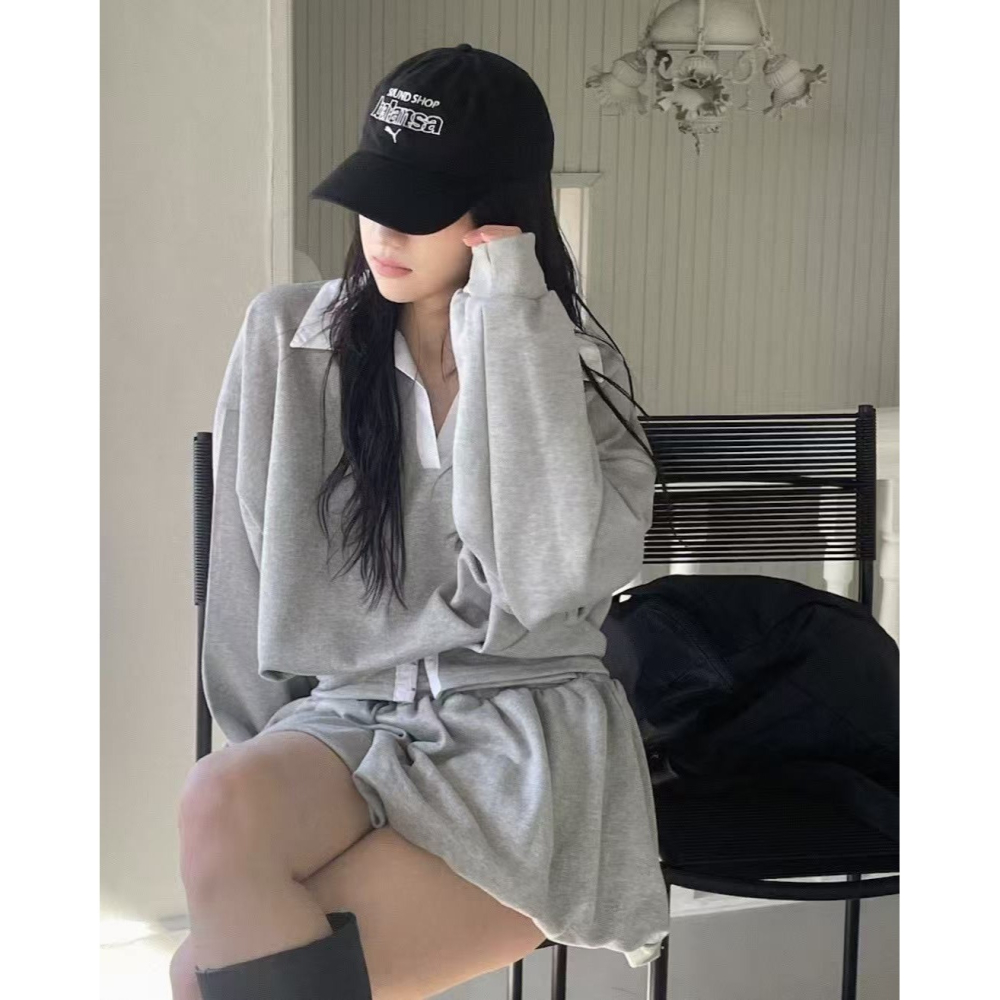 [現貨+預購] VENUSY｜正韓🇰🇷 - 韓國女裝｜純棉拼色寬鬆襯衫 韓國襯衫-細節圖2