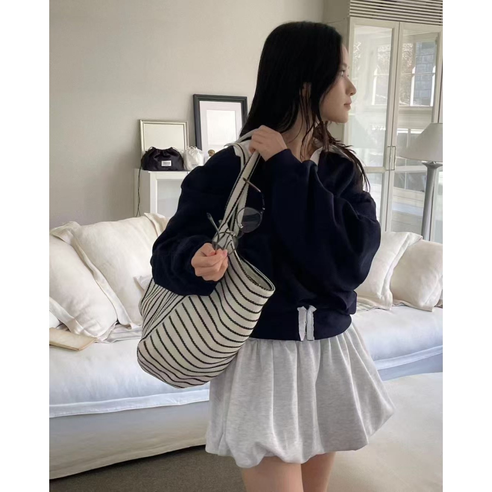 [現貨+預購] VENUSY｜正韓🇰🇷 - 韓國女裝｜純棉拼色寬鬆襯衫 韓國襯衫-細節圖7