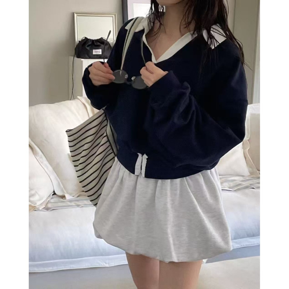 [現貨+預購] VENUSY｜正韓🇰🇷 - 韓國女裝｜純棉拼色寬鬆襯衫 韓國襯衫-細節圖8