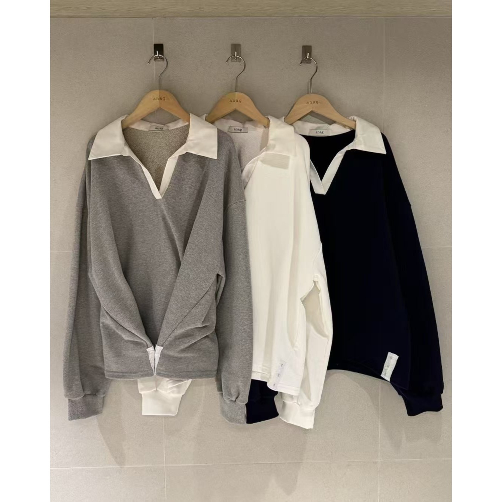 [現貨+預購] VENUSY｜正韓🇰🇷 - 韓國女裝｜純棉拼色寬鬆襯衫 韓國襯衫-細節圖9