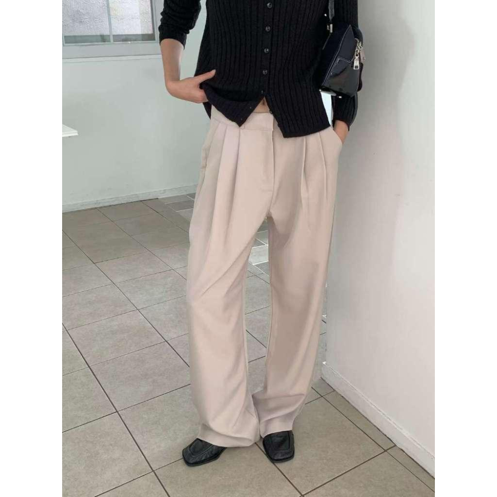 VENUSY｜正韓🇰🇷 - 韓國女裝｜雙褶寬鬆西褲-細節圖3