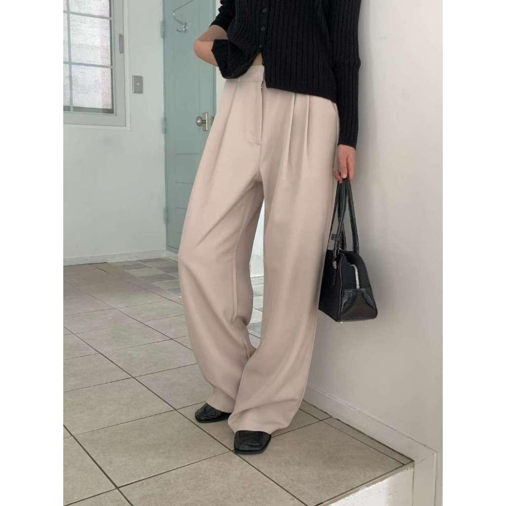 VENUSY｜正韓🇰🇷 - 韓國女裝｜雙褶寬鬆西褲-細節圖4