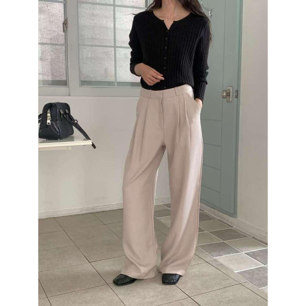 VENUSY｜正韓🇰🇷 - 韓國女裝｜雙褶寬鬆西褲-細節圖5