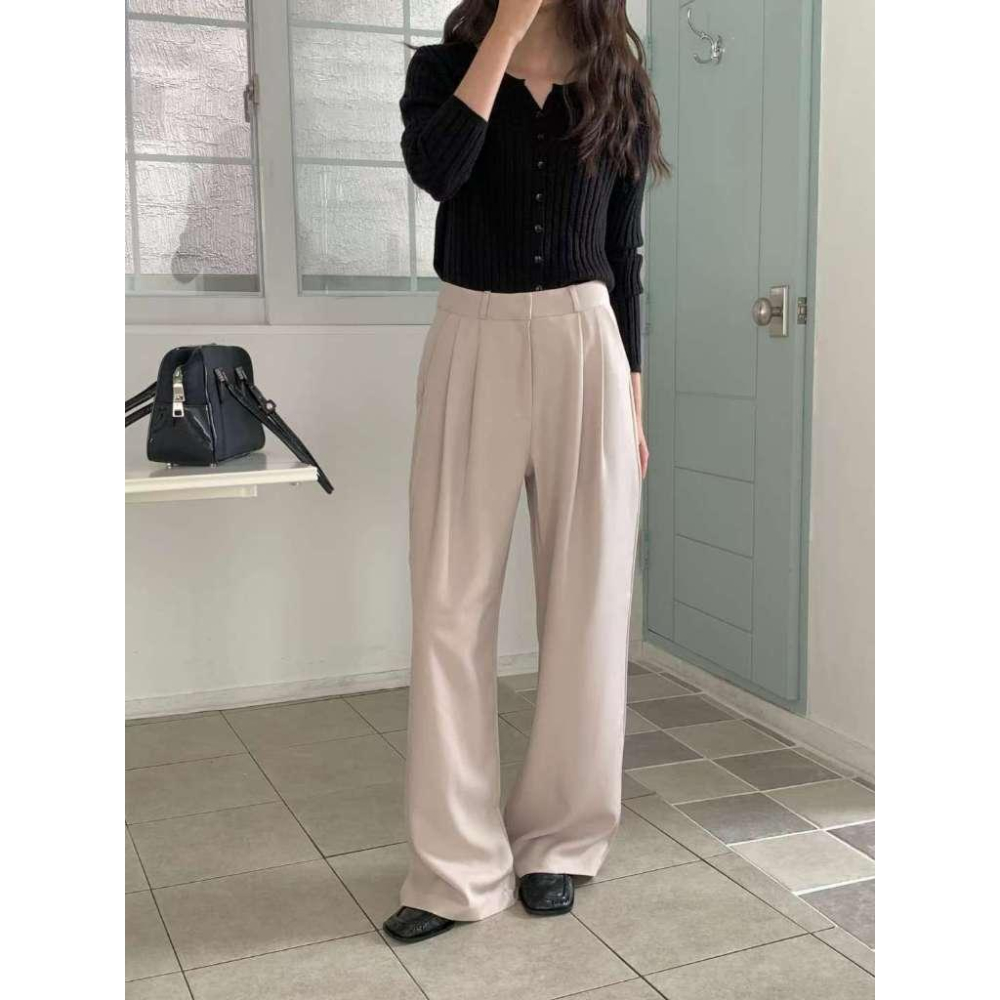 VENUSY｜正韓🇰🇷 - 韓國女裝｜雙褶寬鬆西褲-細節圖6