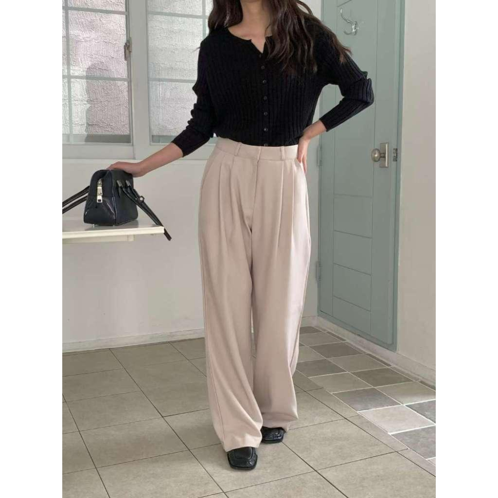 VENUSY｜正韓🇰🇷 - 韓國女裝｜雙褶寬鬆西褲-細節圖7