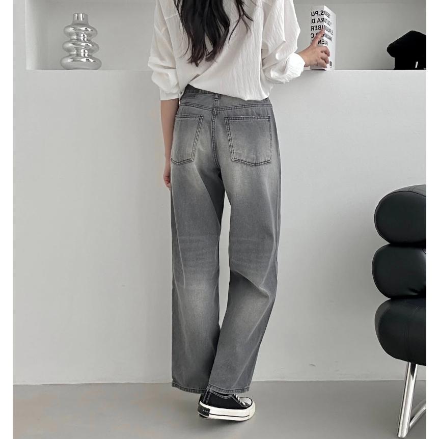 【大碼】VN｜正韓🇰🇷 - 純棉舒適親膚☀ 韓國女裝｜純棉直筒寬管牛仔褲 韓國牛仔褲-細節圖2