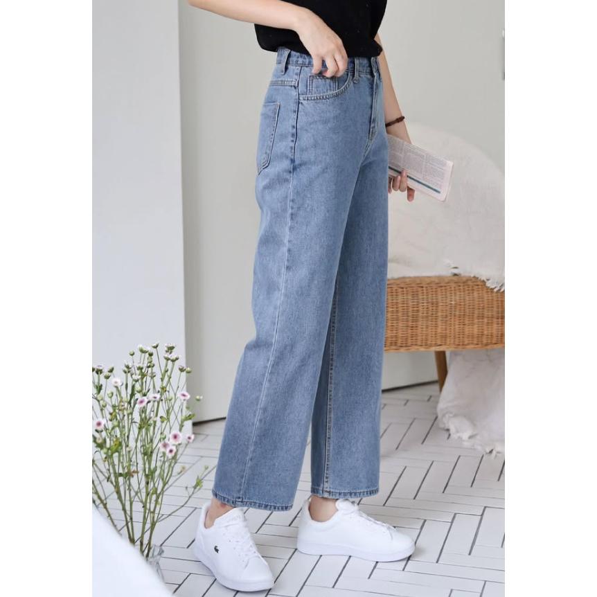 【𝟷𝟶𝟶%棉】ᴠɴ｜正韓🇰🇷 - 韓國女裝｜純棉直筒寬管牛仔褲 韓國牛仔褲 大碼適宜-細節圖8