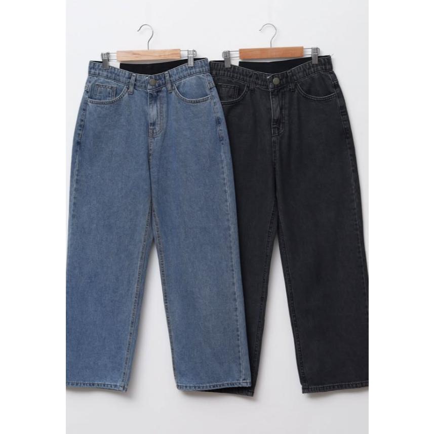 【𝟷𝟶𝟶%棉】ᴠɴ｜正韓🇰🇷 - 韓國女裝｜純棉直筒寬管牛仔褲 韓國牛仔褲 大碼適宜-細節圖9