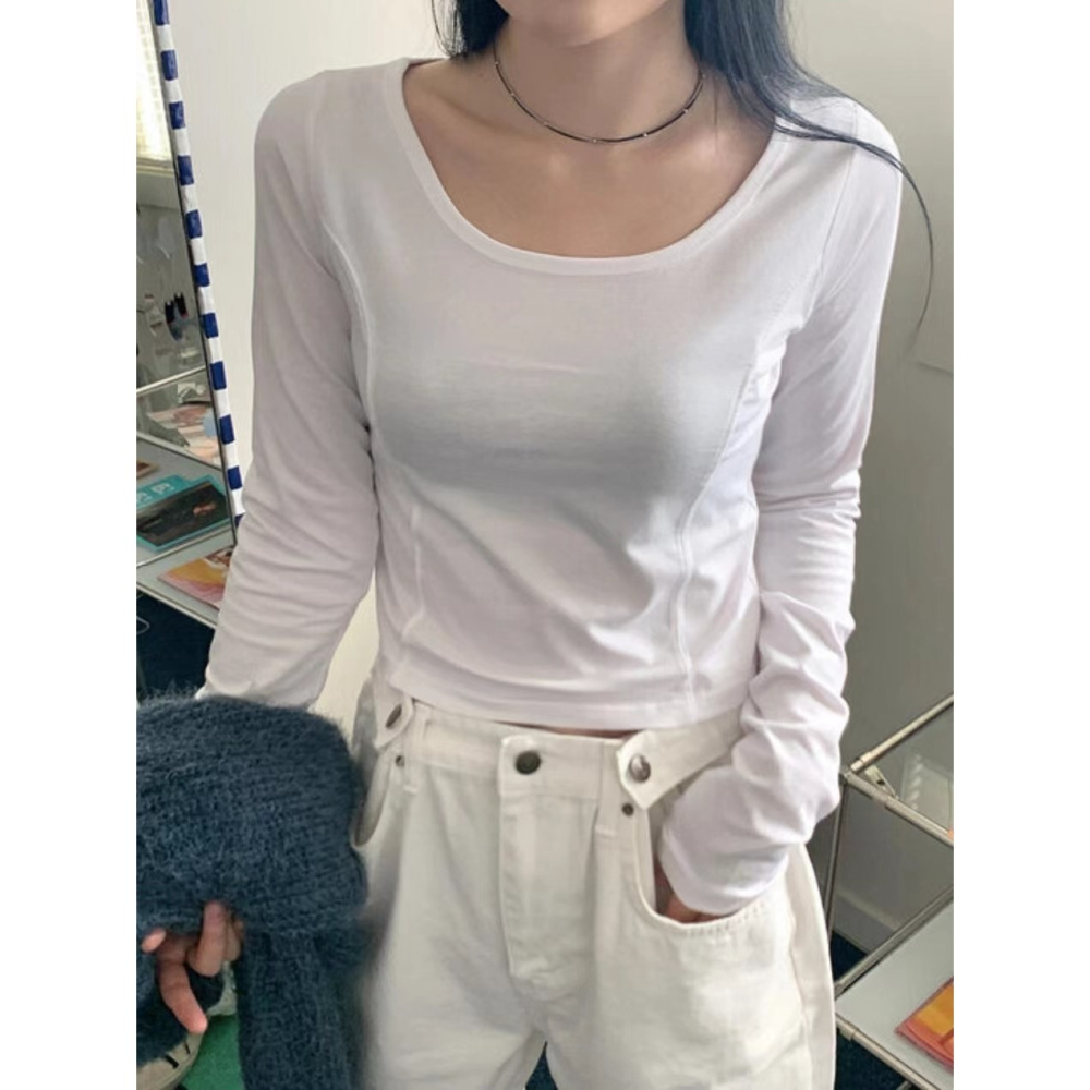 VENUSY｜正韓🇰🇷 - 韓國女裝｜鏤空U領短版上衣-細節圖2