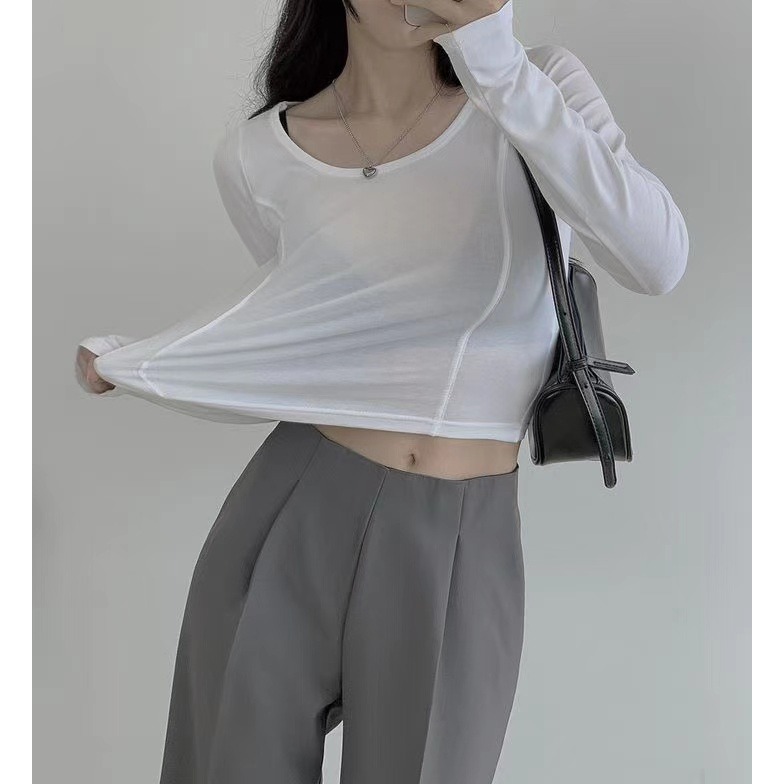 VENUSY｜正韓🇰🇷 - 韓國女裝｜鏤空U領短版上衣-細節圖3