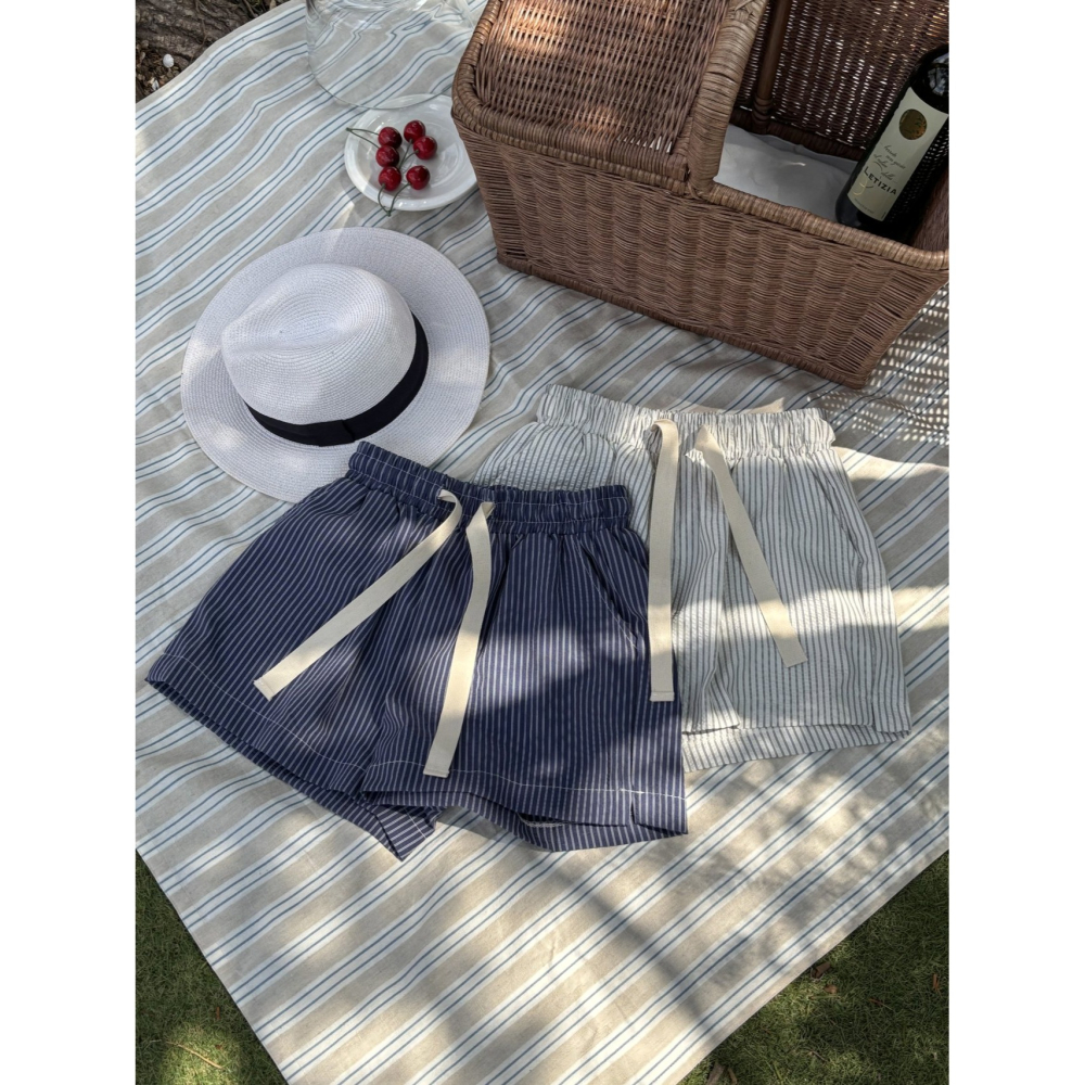 VENUSY｜正韓🇰🇷 - 韓國女裝｜棉質雙色條紋短褲-細節圖5