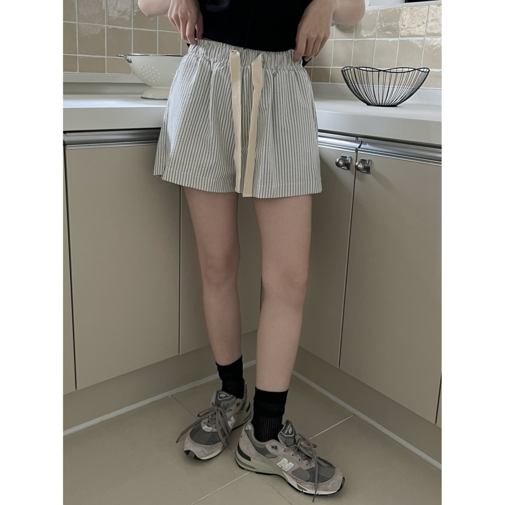 VENUSY｜正韓🇰🇷 - 韓國女裝｜棉質雙色條紋短褲-細節圖6